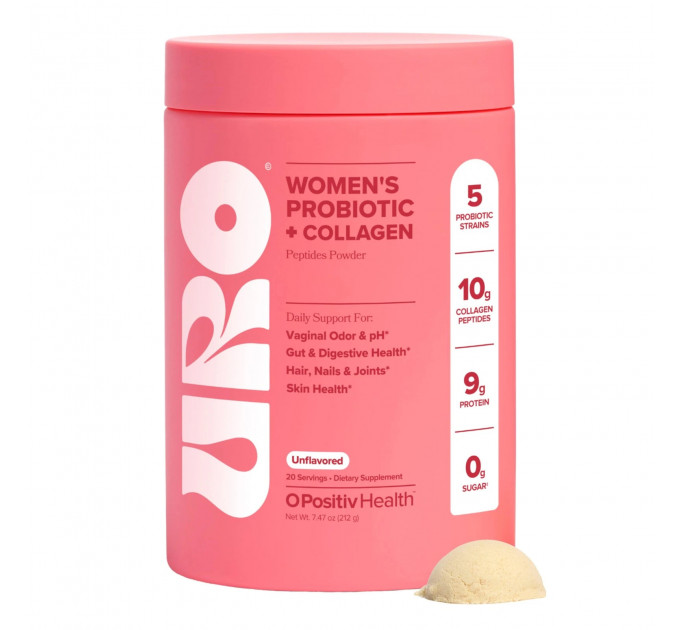 Пробіотики для жінок з пептидами колагену O Positiv URO Women’s Probiotic + Collagen Peptides Powder 212 г Made in USA
