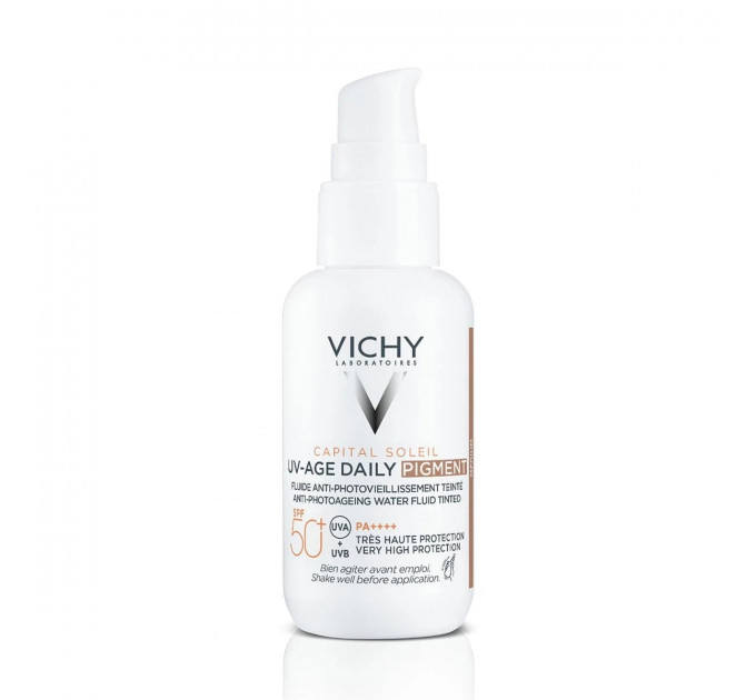 Сонцезахисний тонуючий флюїд для обличчя Vichy Capital Soleil UV-Age Daily Pigment SPF 50+ відтінок Light 40 мл