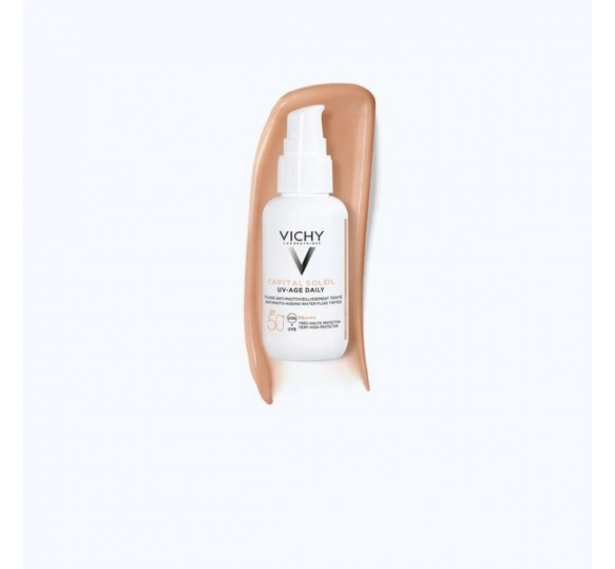 Сонцезахисний тонуючий флюїд для обличчя Vichy Capital Soleil UV-Age Daily Pigment SPF 50+ відтінок Light 40 мл