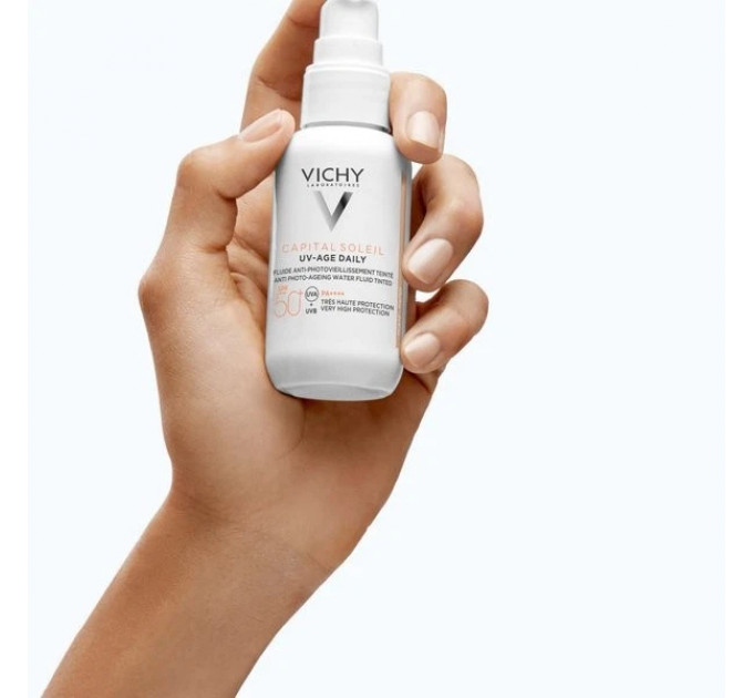 Сонцезахисний тонуючий флюїд для обличчя Vichy Capital Soleil UV-Age Daily Pigment SPF 50+ відтінок Light 40 мл