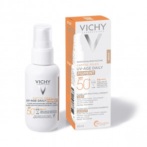 Сонцезахисний тонуючий флюїд для обличчя Vichy Capital Soleil UV-Age Daily Pigment SPF 50+ відтінок Light 40 мл