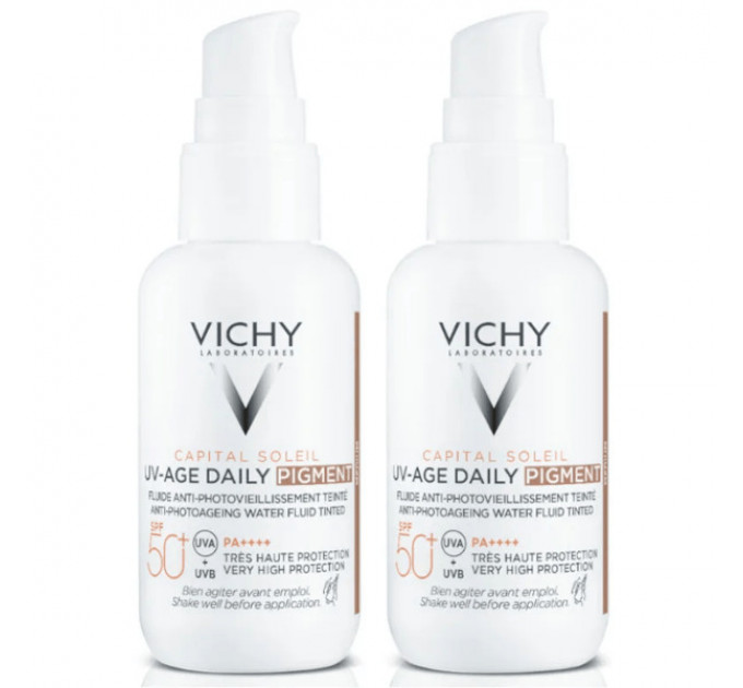 Сонцезахисний тонуючий флюїд для обличчя Vichy Capital Soleil UV-Age Daily Pigment SPF 50+ відтінок Light 40 мл