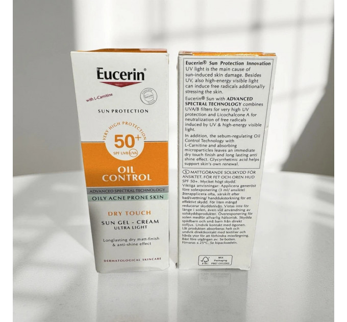 Сонцезахисний гель-крем для жирної та проблемної шкіри Eucerin Oil Control SPF 50+ 50 мл