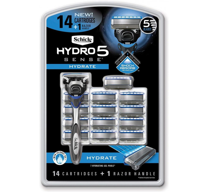 Бритва чоловіча Schick Hydro 5 (станок + 14 запасних картриджів)