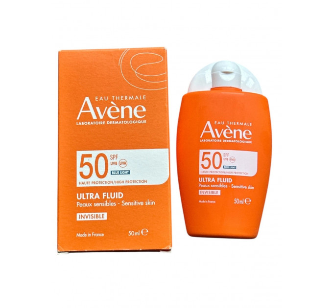 Невидимий сонцезахисний флюїд для чутливої шкіри обличчя Eau Thermale Avène Ultra Fluid Invisible SPF 50+ флакон 50 мл