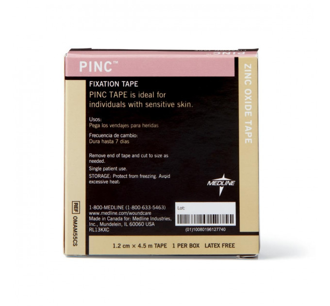 Фіксуючий гіпоалергенний пластир з оксидом цинку Medline PINC Zinc Oxide Fixation Tape 1.2 см х 4.5 м