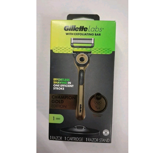 Бритва Gillette Labs Champion Gold Edition з відлущувальною смужкою лімітована серія (1 бритва + 1 магнітна підставка + 7 картриджів)