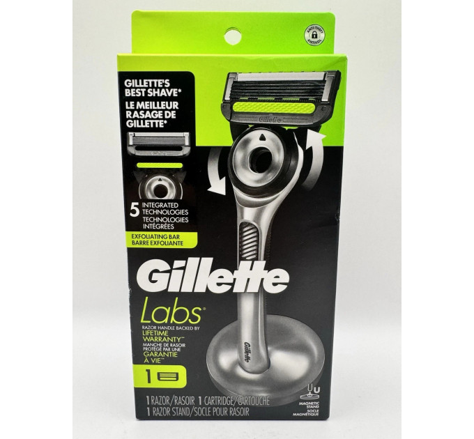Бритва Gillette Labs Razor з відлущувальною смужкою (1 бритва + 1 магнітна підставка + 5 картриджів)