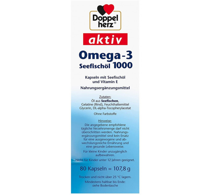 Риб'ячий жир у капсулах Doppelherz aktiv Omega-3 Seefischöl 1000 мг 80 капсул