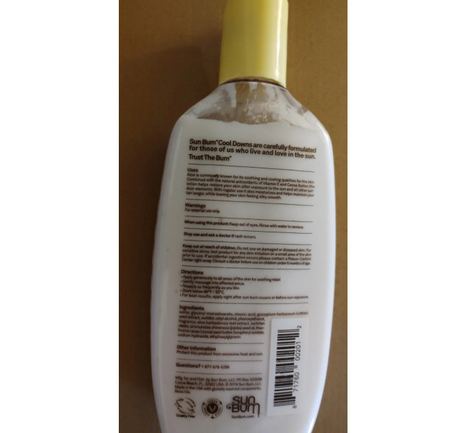 Охлаждающий лосьон для тела после загара Sun Bum Cool Down Soothing Lotion с алоє и маслом какао Made in USA 237 мл