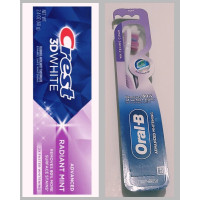 Набір для відбілювання зубів паста Crest 3D White Advanced Radiant Mint 68 г і м'яка зубна щітка Oral-B Advanced Whitening