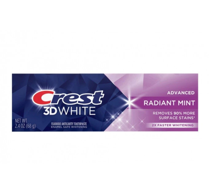 Набір для відбілювання зубів паста Crest 3D White Advanced Radiant Mint 68 г і м'яка зубна щітка Oral-B Advanced Whitening