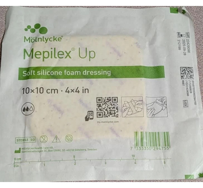 Медичний водонепроникний пластир Mepilex Border Flex 10 x 10 см для ран і травм шкіри