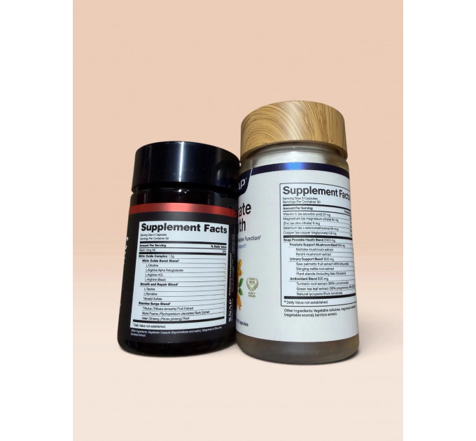 Комплекс амінокислот і рослинних екстрактів для чоловіків SNAP Supplements для здоров'я простати та витривалості 90 і 60 капсул