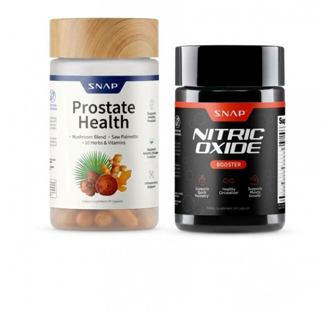 Комплекс амінокислот і рослинних екстрактів для чоловіків SNAP Supplements для здоров'я простати та витривалості 90 і 60 капсул