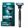 Чоловіча бритва з плаваючою головкою Gillette Mach3 чорний метал (1 станок + 1 картридж)