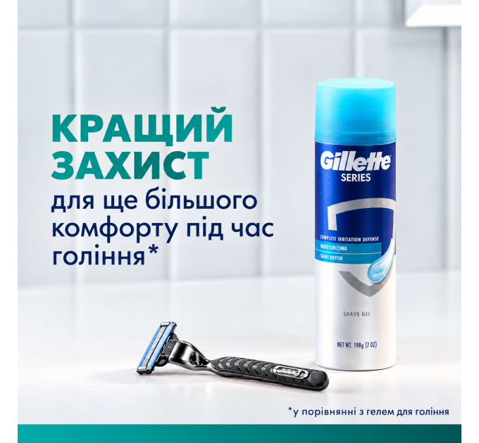 Чоловіча бритва з плаваючою головкою Gillette Mach3 чорний метал (1 станок + 1 картридж)