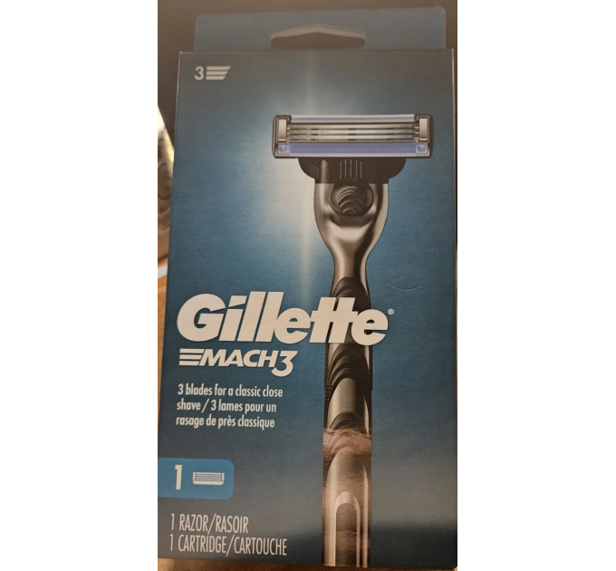 Чоловіча бритва з плаваючою головкою Gillette Mach3 чорний метал (1 станок + 1 картридж)