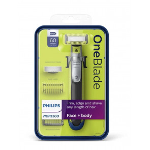Електробритва-тример для обличчя та тіла Philips Norelco OneBlade QP2630/70 лаймово-зелений (1 станок + 2 леза + 5 насадок)