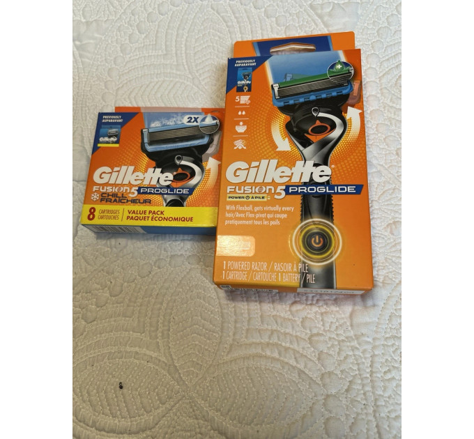 Мужской набор для бритья для бритья Gillette Fusion5 Proglide Power (1 станок + 1 батарейка + 8 картриджей)