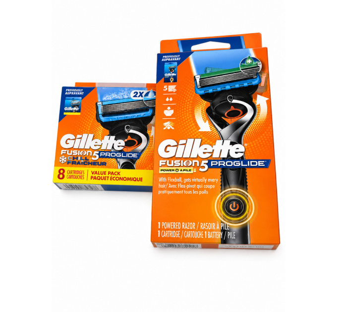 Мужской набор для бритья для бритья Gillette Fusion5 Proglide Power (1 станок + 1 батарейка + 8 картриджей)