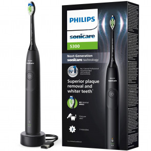 Акумуляторна звукова зубна щітка Philips 5300 HX7101/01 чорна з насадкою та зарядною станцією