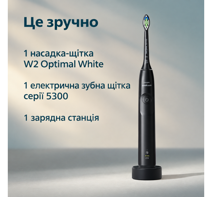Акумуляторна звукова зубна щітка Philips Sonicare Series 5300 HX7101/01 чорна з насадкою та зарядною станцією