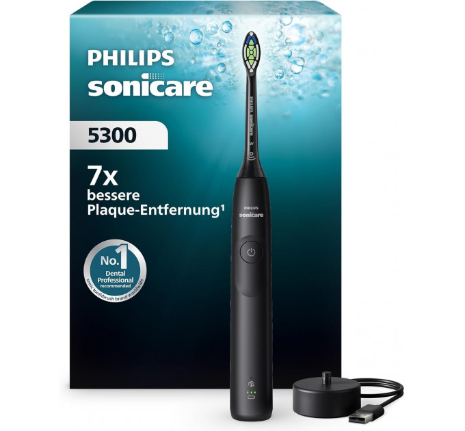 Акумуляторна звукова зубна щітка Philips Sonicare Series 5300 HX7101/01 чорна з насадкою та зарядною станцією