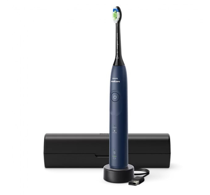 Акумуляторна звукова зубна щітка Philips Sonicare Series 5500 HX7113/01 темно-синя з дорожнім чохлом і насадкою