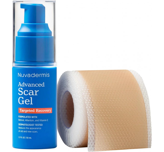 Набір для видалення шрамів і рубців Nuvadermis Scar Care Bundle (силіконовий гель 50 мл і рулонний пластир 305 × 3,8 см)
