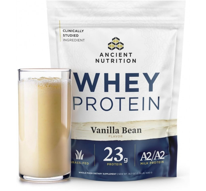 Сироватковий протеїн з колагеном Ancient Nutrition Grass Fed Whey Protein WPP7535-SL-FBA ванільний смак 1040 г