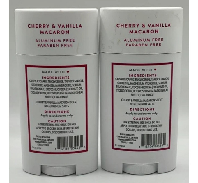 Органічний дезодорант Native Deodorant з ароматом вишні та ванільного макаруна Macaron унісекс 75 гр без алюмінію та без спирту