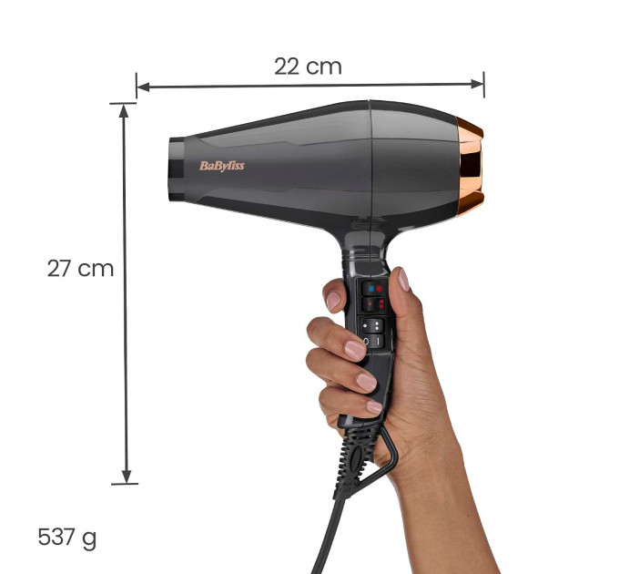 Фен для волосся BaByliss Italian Air Pro 6719DE з дифузором та іонізацією 2200 Вт чорний