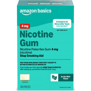 Нікотинова жувальна гумка Amazon Basics Nicotine Polacrilex Gum 4 мг м'ята 310 шт