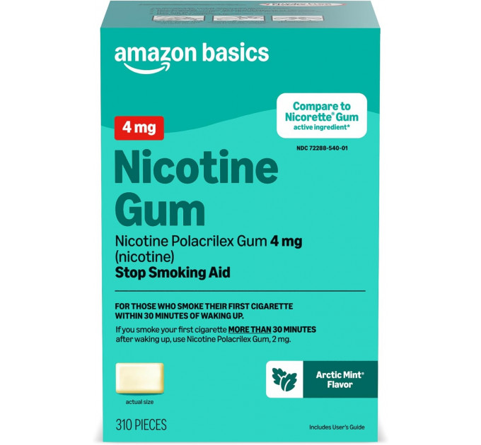 Нікотинова жувальна гумка Amazon Basics Nicotine Polacrilex Gum 4 мг м'ята 310 шт