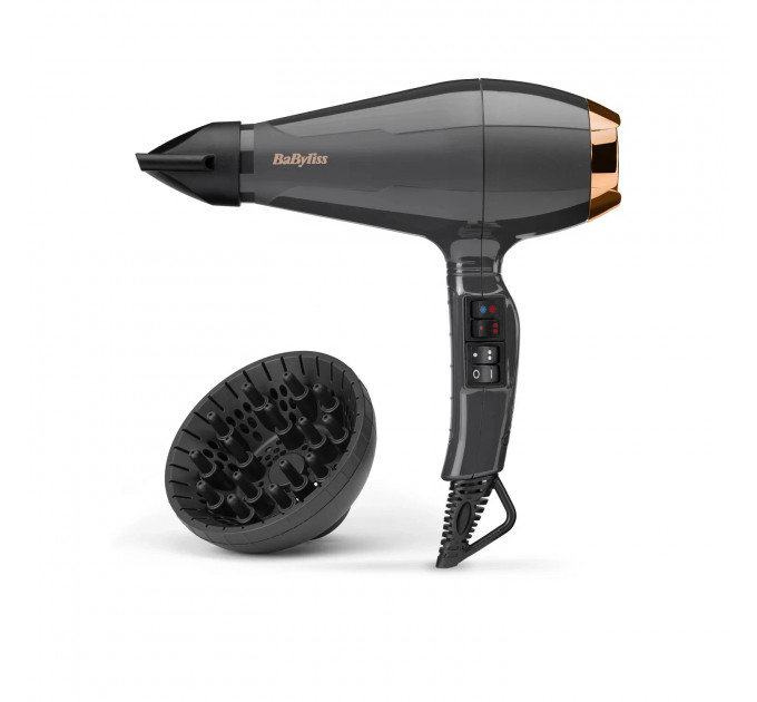 Фен для волосся BaByliss Italian Air Pro 6719DE з дифузором та іонізацією 2200 Вт чорний