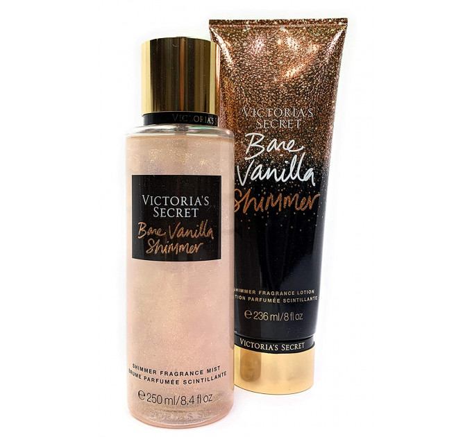 Парфюмированный набор Victoria's Secret Bare Vanilla Shimmer спрей и лосьон для тела (250 мл и 236 мл)