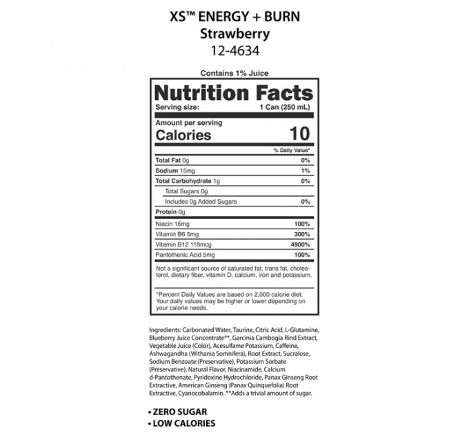 Енергетичний напій Amway  XS Energy + Burn з вітамінами 12 банок по 250 мл (різні смаки)