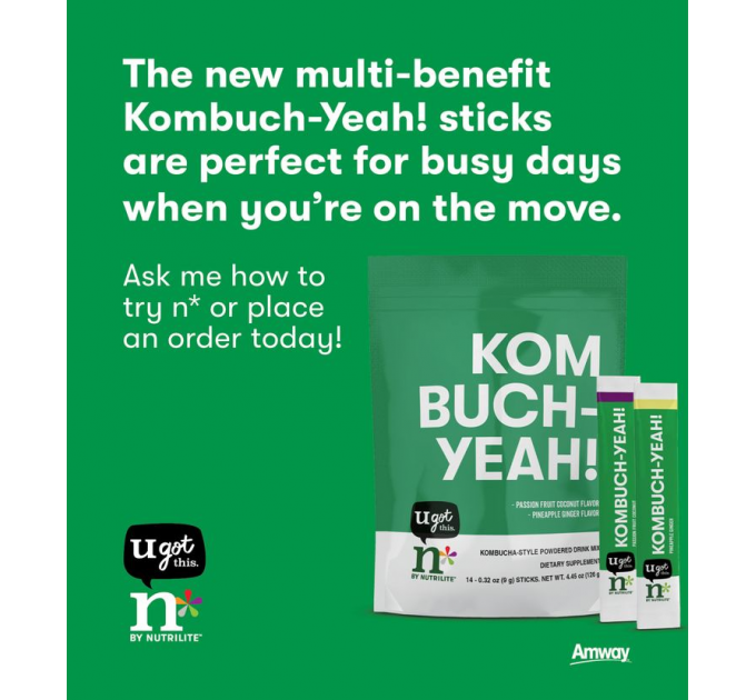 Суміш для напоїв у стилі комбуча Amway  n*by Nutrilite Kombuch-Yeah 14 стіків