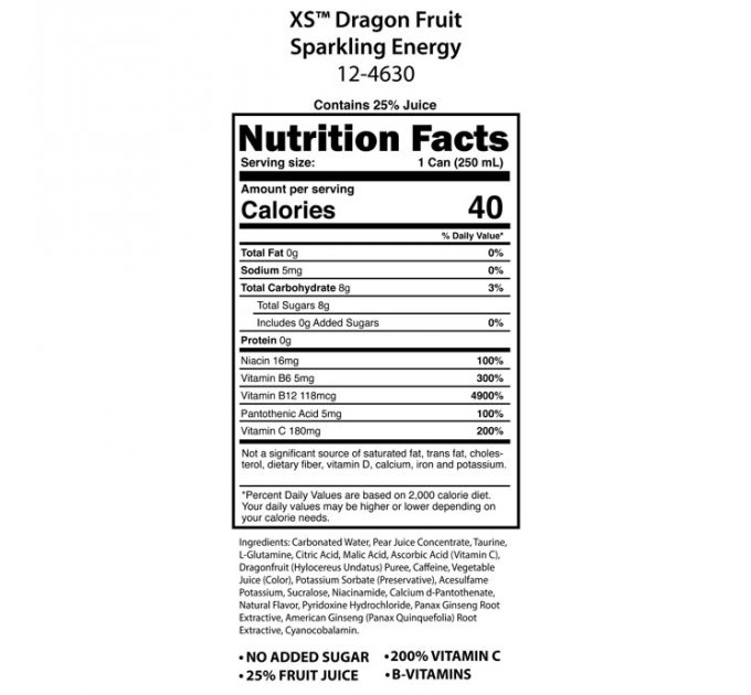 Енергетичний напій Amway XS Juiced and Burn з вітамінами і натуральними соками 12 банок по 250 мл