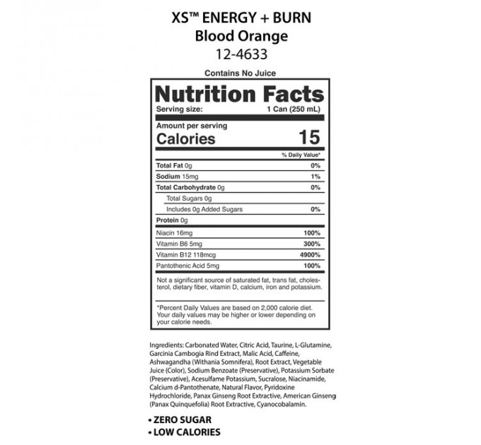 Енергетичний напій Amway  XS Energy + Burn з вітамінами 12 банок по 250 мл (різні смаки)