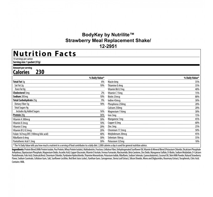 Протеїн Amway BodyKey by Nutrilite з полуничним смаком 14 пакетиків