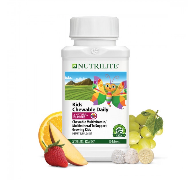 Мультивитамины для детей Жевательные таблетки Amway Nutrilite™ Kids Chewable Daily  (60 таб)