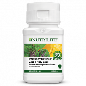Харчова добавка для захисту імунітету Amway Nutrilite Immunity Defense Zinc + Holy Basil з цинком та священним базиліком 60 таблеток