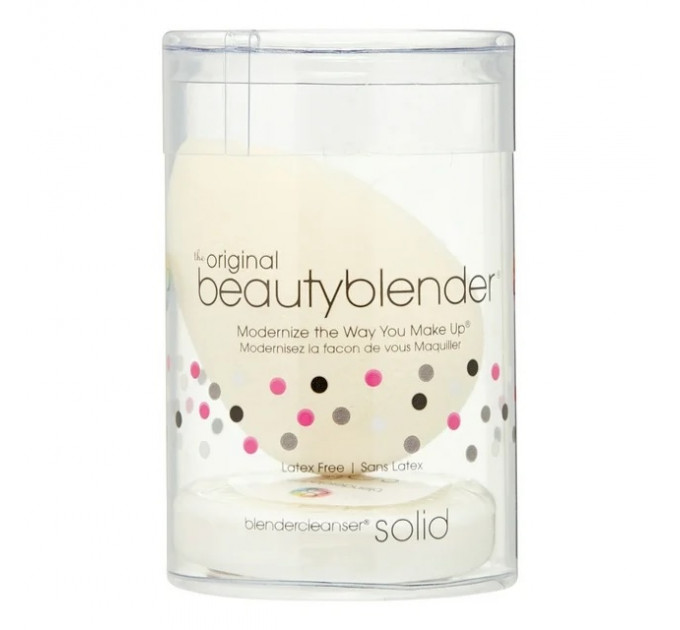 Набір Beautyblender Original White спонж і мило для спонжів Beautyblender Blender Cleanser Solid