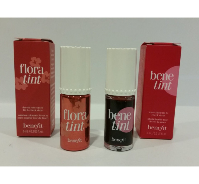 Набор жидких пигментов для губ и щёк Benefit Benetint (rose) и Benefit Floratint (desert rose) (2х6 мл)