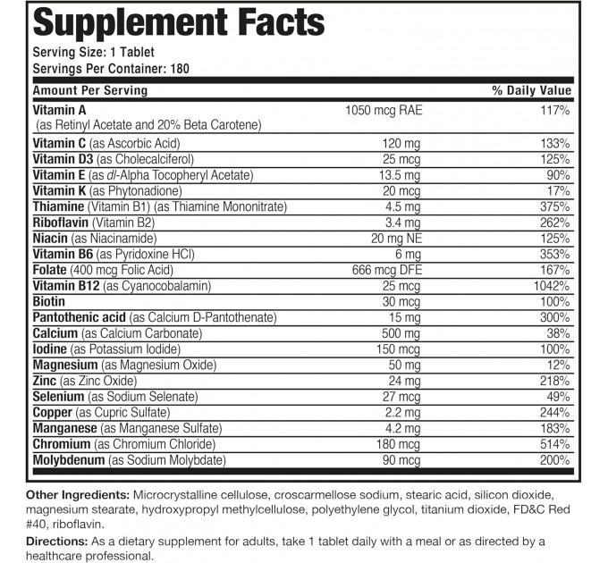 Вітамінно-мінеральний комплекс для жінок від 50 років Bronson ONE Women’s 50+ Complete (180 пігулок на 180 днів)