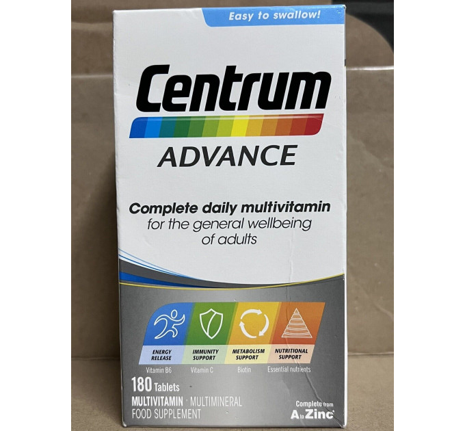Мультивітаміни з мінералами для дорослих Centrum Advance Multivitamins and Minerals (180 табл)