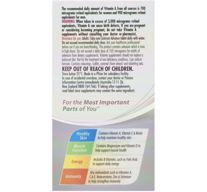 Мультивитамины с минералами для взрослых Centrum Advance 100 шт