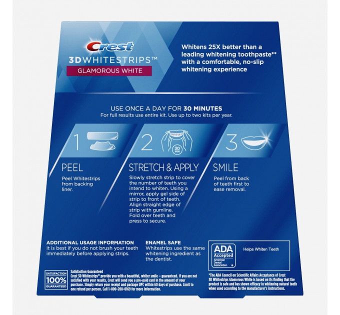 Відбілюючі смужки для зубів Crest 3D Whitestrips Glamorous White Dental Teeth Whitening Strips (1 стікер)